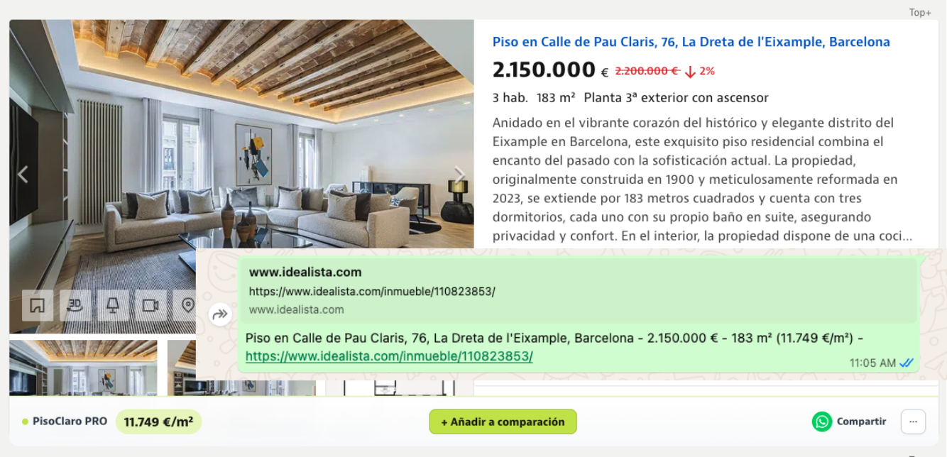 Compartir piso por WhatsApp desde PisoClaro